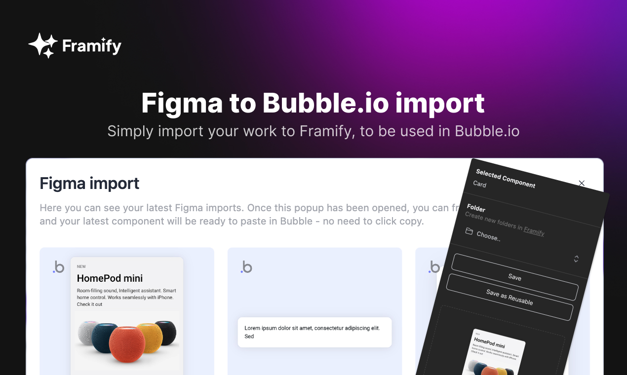<p>El plugin de Framify "Figma a Bubble" se convierte en un cambio radical, transformando este puente en una superautopista. Este plugin no solo simplifica el flujo de trabajo, sino que tambi&eacute;n aporta un nuevo nivel de eficiencia y precisi&oacute;n a tus procesos de dise&ntilde;o a desarrollo.</p>