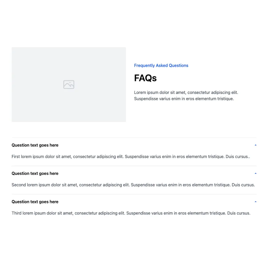 Visual preview of FAQ section component for Bubble