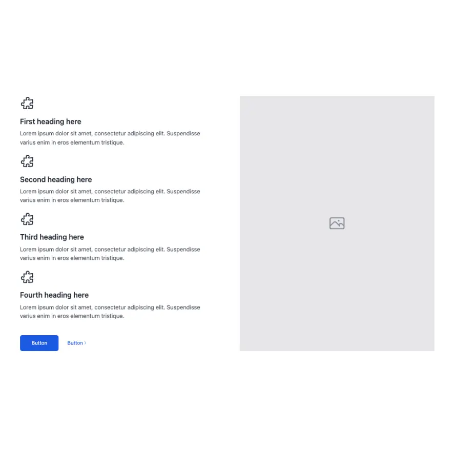 Visual preview of Content with icon list component for Bubble
