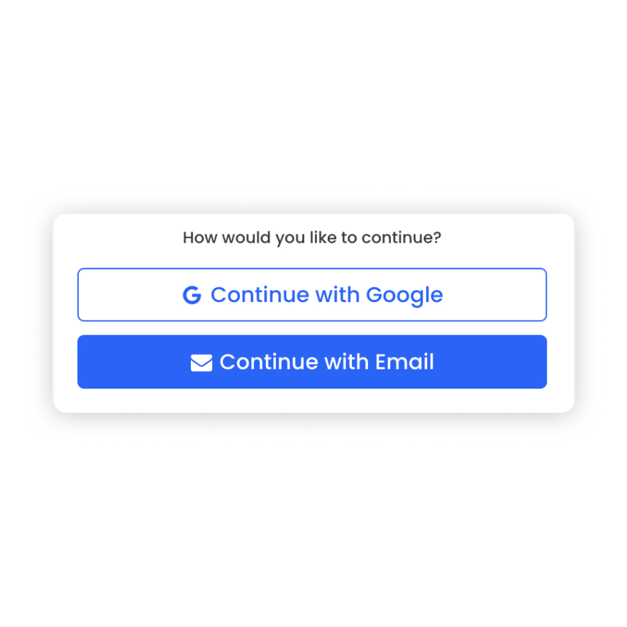 Visual preview of Sign in methods component for Bubble