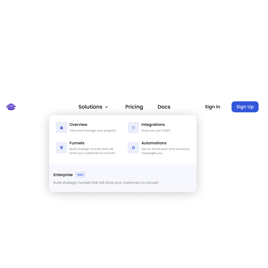Visual preview of Header with Dropdown component for Bubble