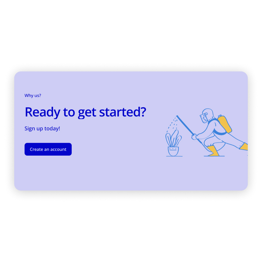 Visual preview of Sign up CTA component for Bubble