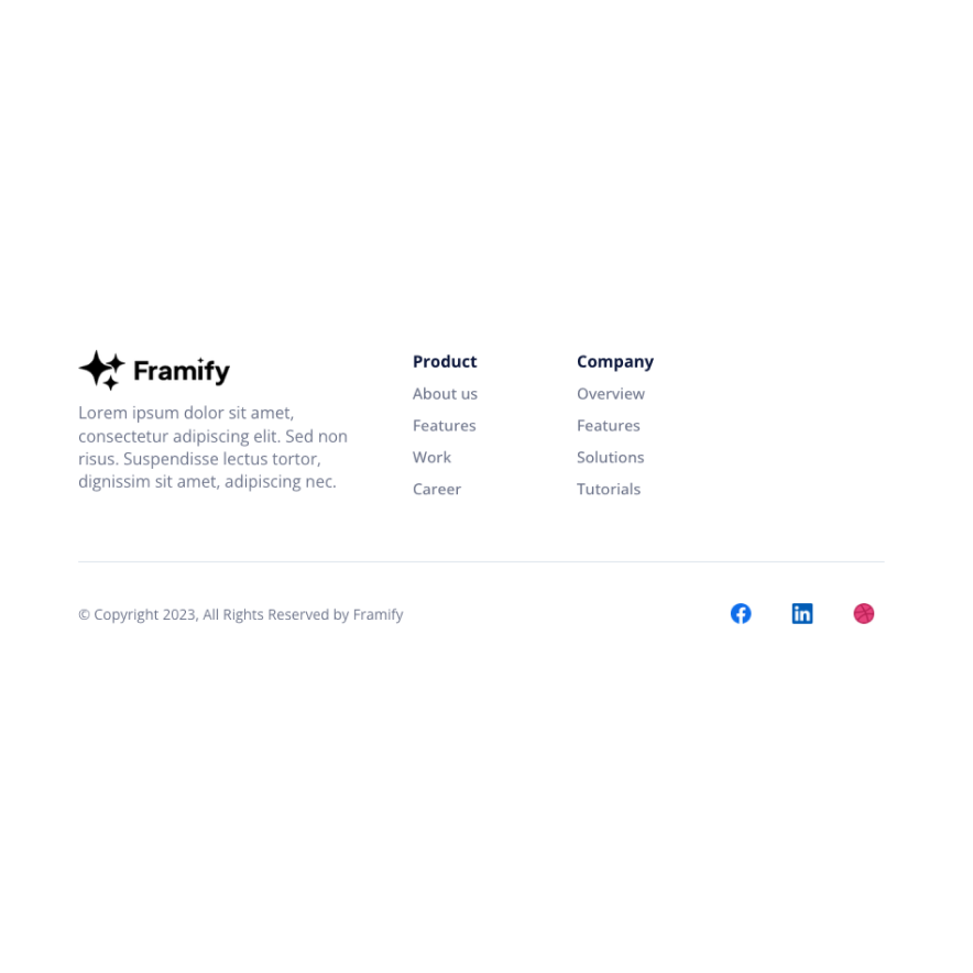 Visual preview of Footer with 3 columns component for Bubble