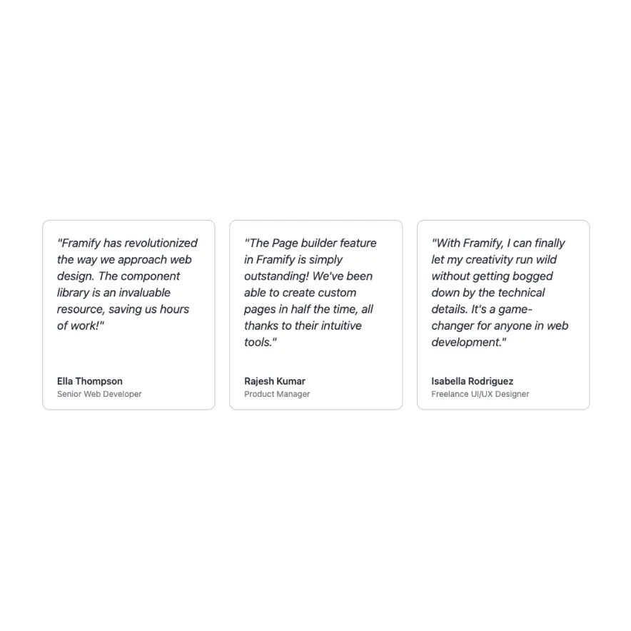 Visual preview of Testimonial grid component for Bubble