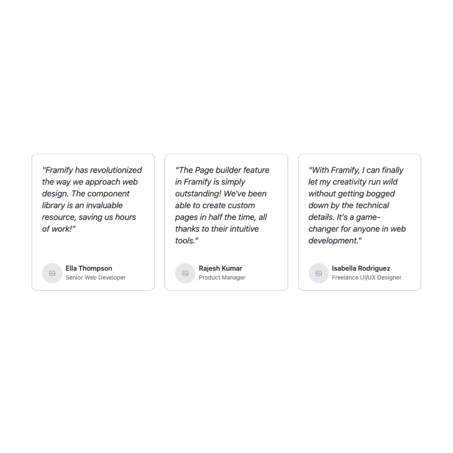 Visual preview of Testimonial grid component for Bubble