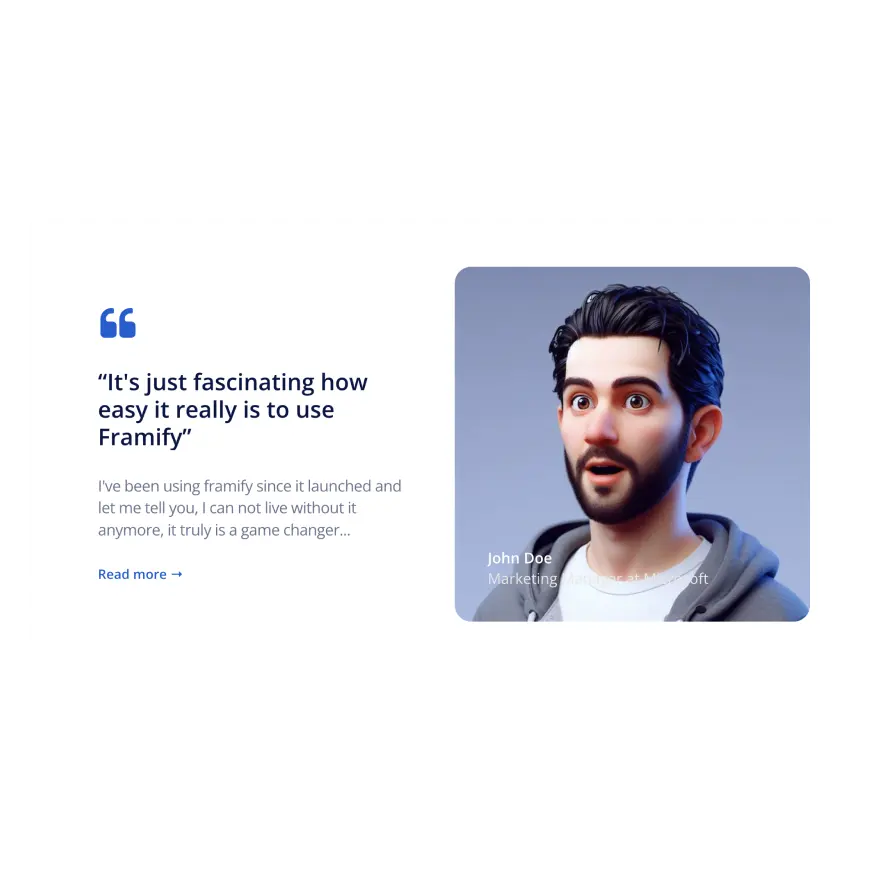 Visual preview of Testimonial with quote component for Bubble