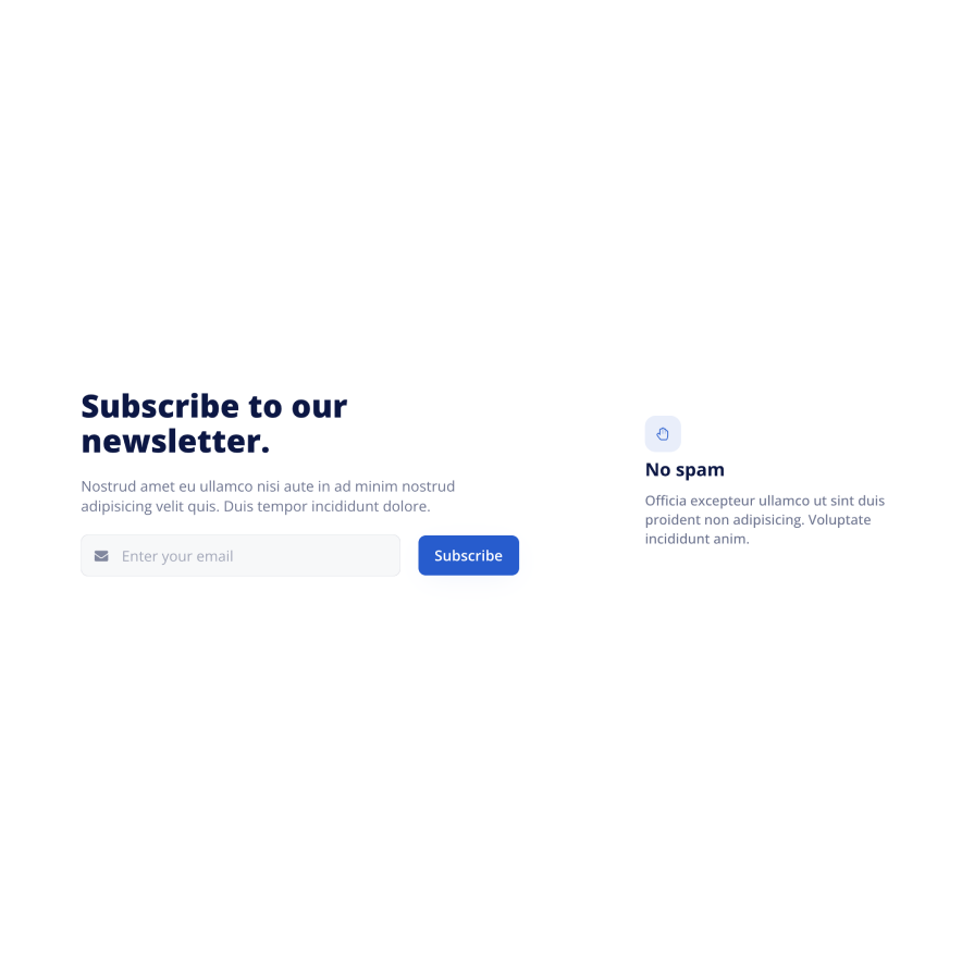Visual preview of Newsletter component for Bubble