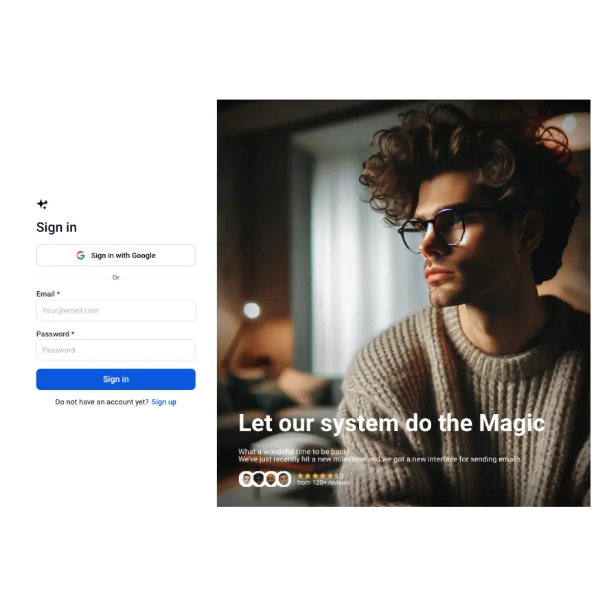 Visual preview of Sign in component for Bubble