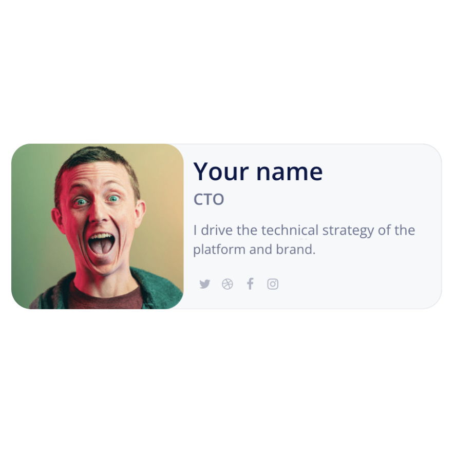 Visual preview of Horizontal user card component for Bubble