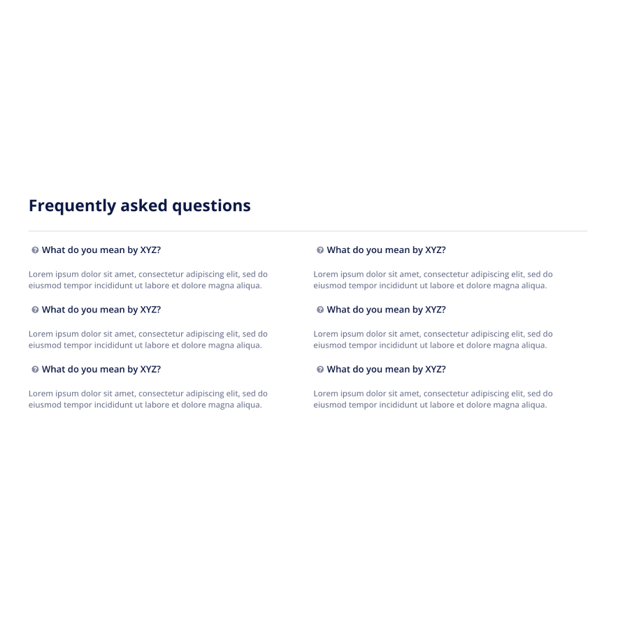 Visual preview of FAQs component for Bubble