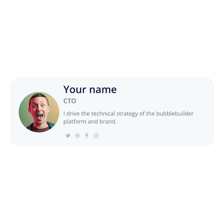 Visual preview of Horizontal user card component for Bubble