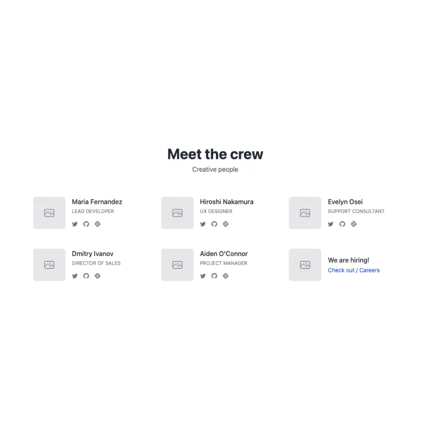 Visual preview of Row team component for Bubble