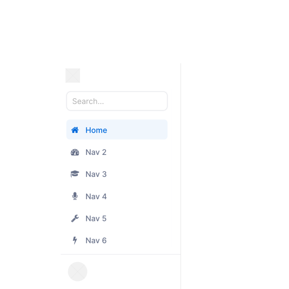 Visual preview of Sidebar with search component for Bubble