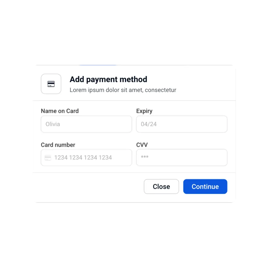 Visual preview of Add card component for Bubble