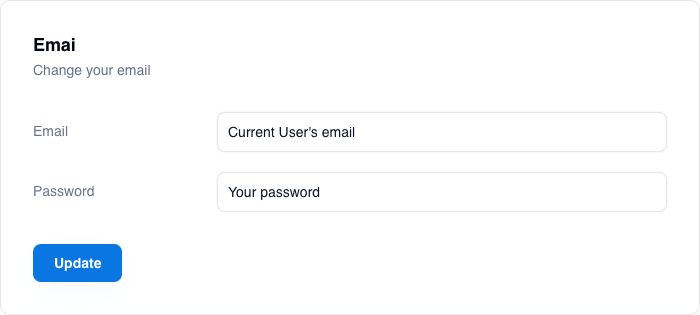 Visual preview of Email group component for Bubble