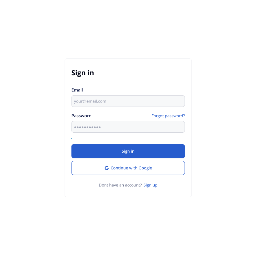 Visual preview of Sign in component for Bubble
