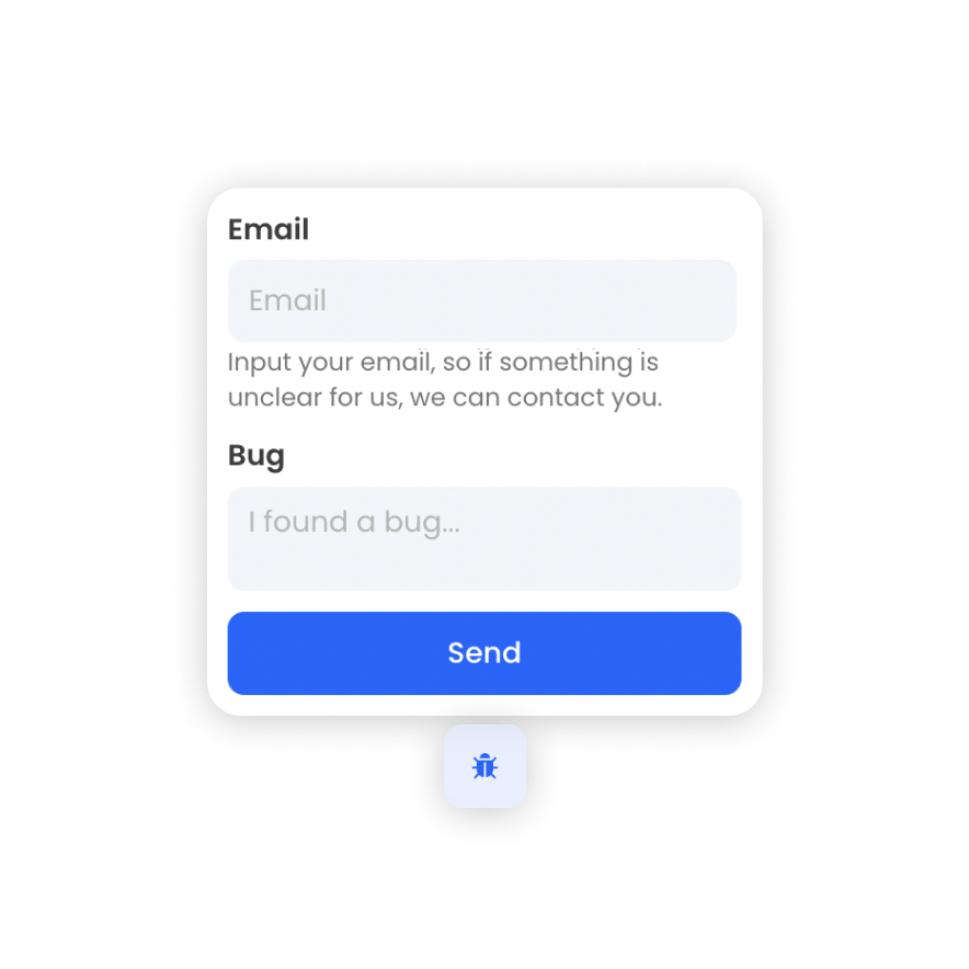 Visual preview of Bug report component for Bubble