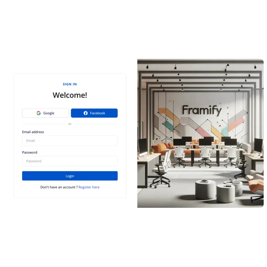 Visual preview of Sign in with socials component for Bubble