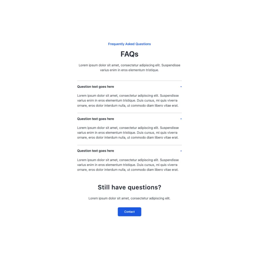 Visual preview of FAQ section component for Bubble