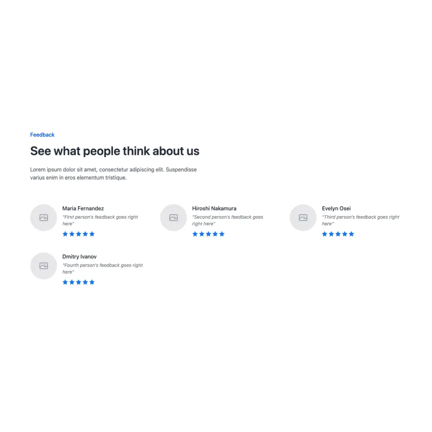 Visual preview of Feedback component for Bubble