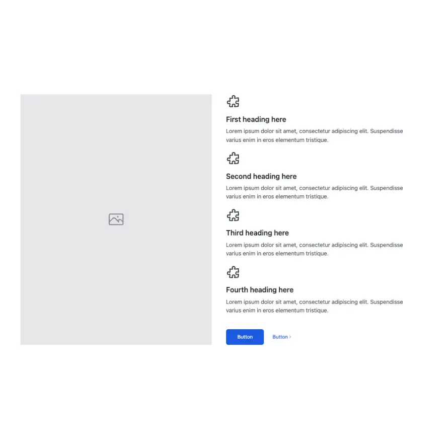 Visual preview of Content with icon list component for Bubble