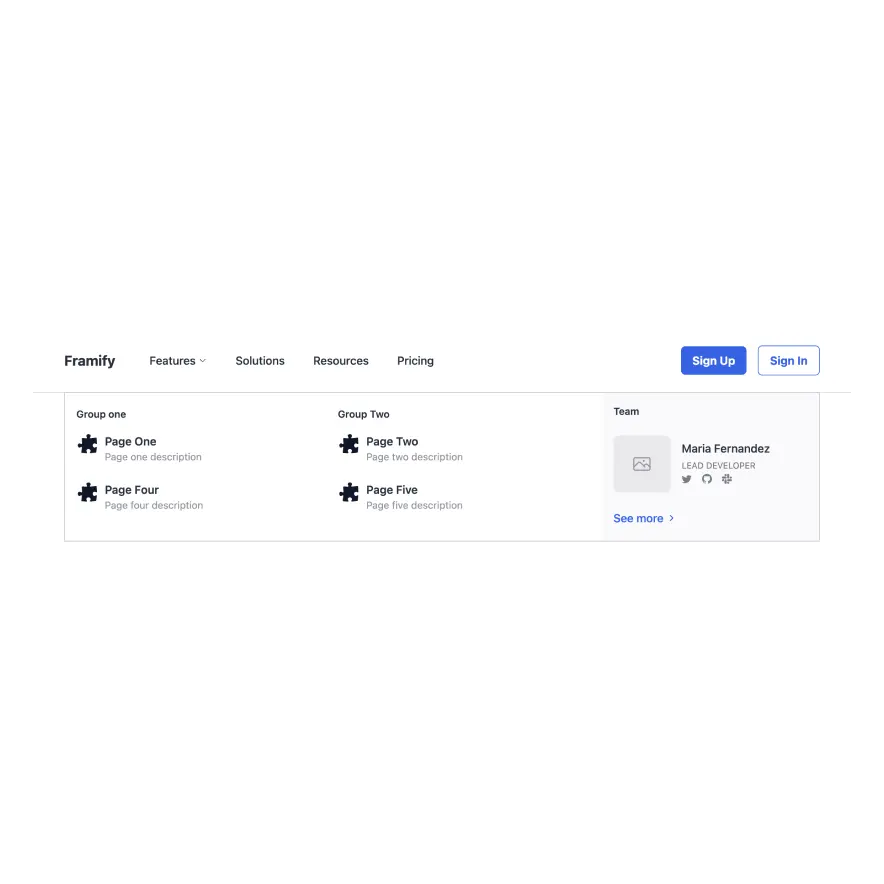 Visual preview of Header component for Bubble