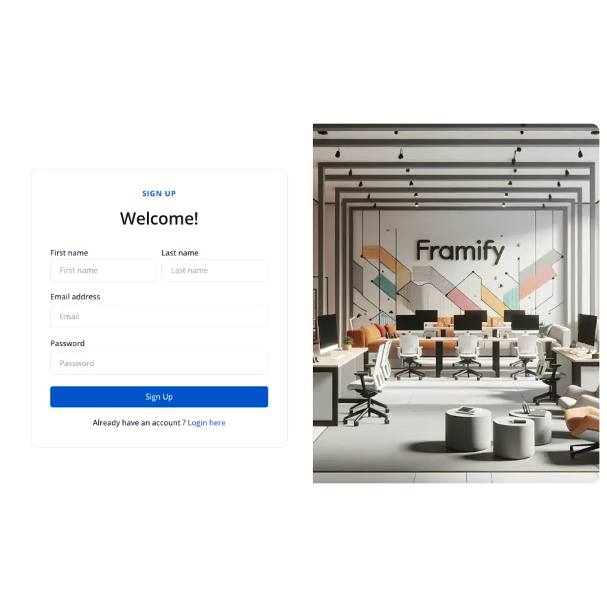 Visual preview of Sign up without socials component for Bubble