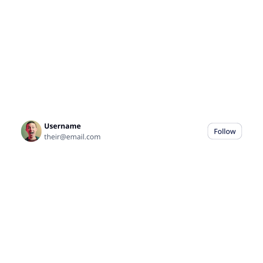 Visual preview of Users follow list component for Bubble