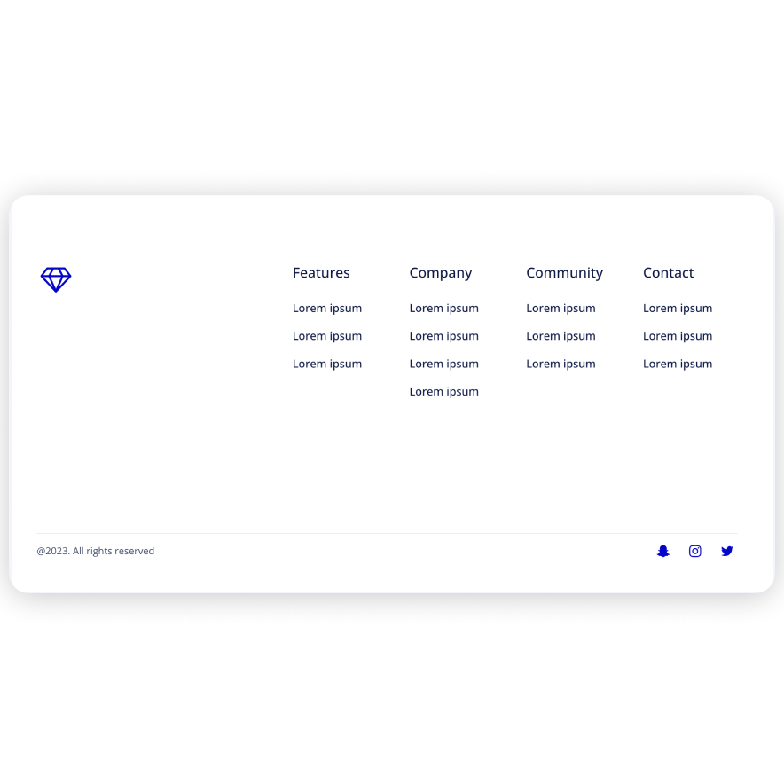 Visual preview of Big footer component for Bubble