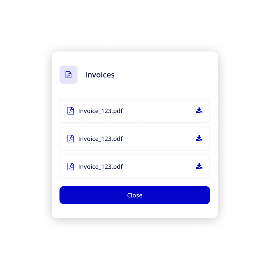 Visual preview of Invoices component for Bubble