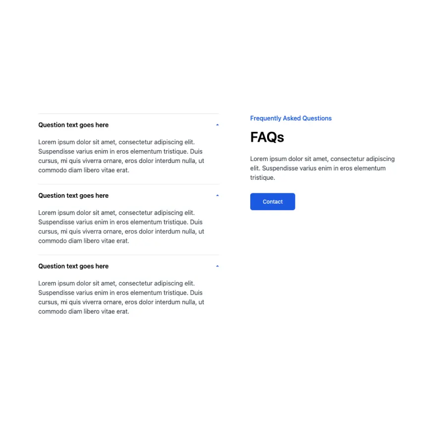 Visual preview of FAQ section right component for Bubble