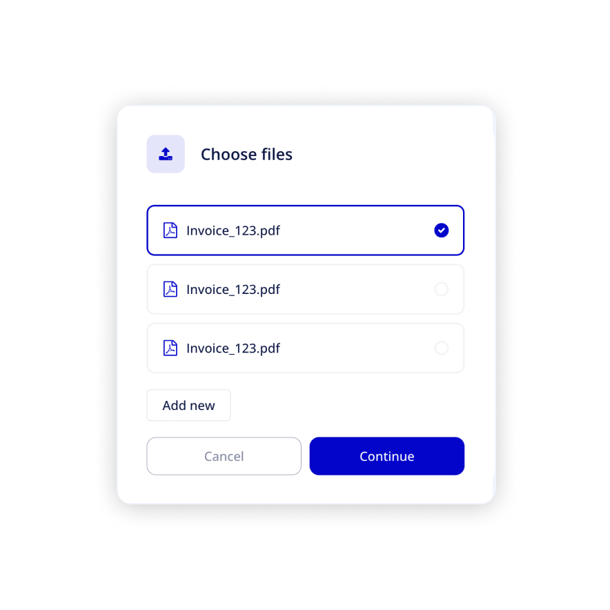 Visual preview of File selection component for Bubble
