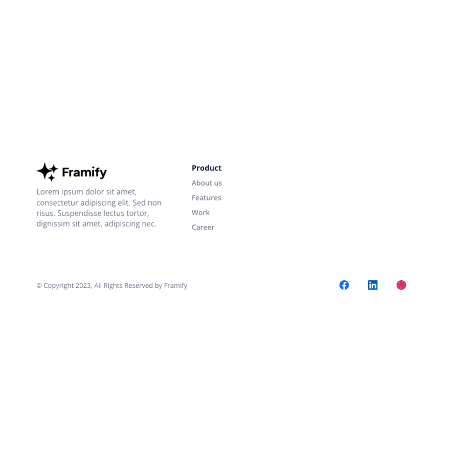 Visual preview of Footer with 2 columns component for Bubble