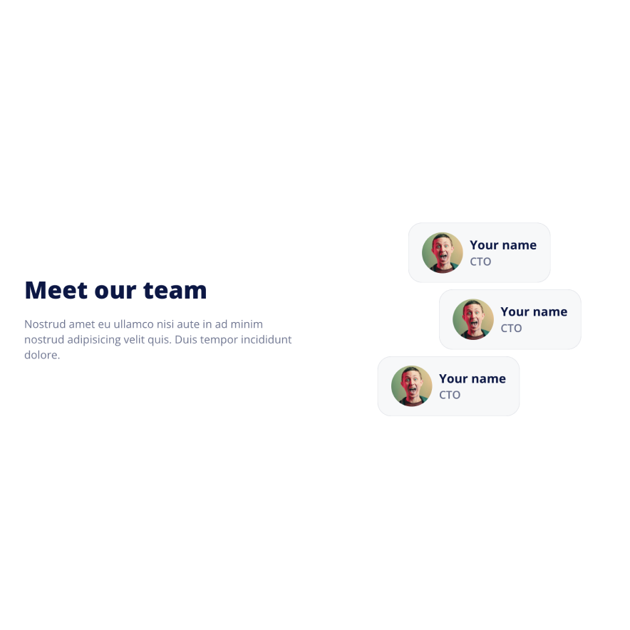 Visual preview of Team section component for Bubble