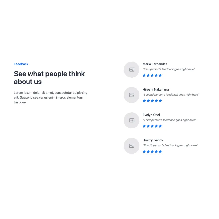 Visual preview of Feedback component for Bubble