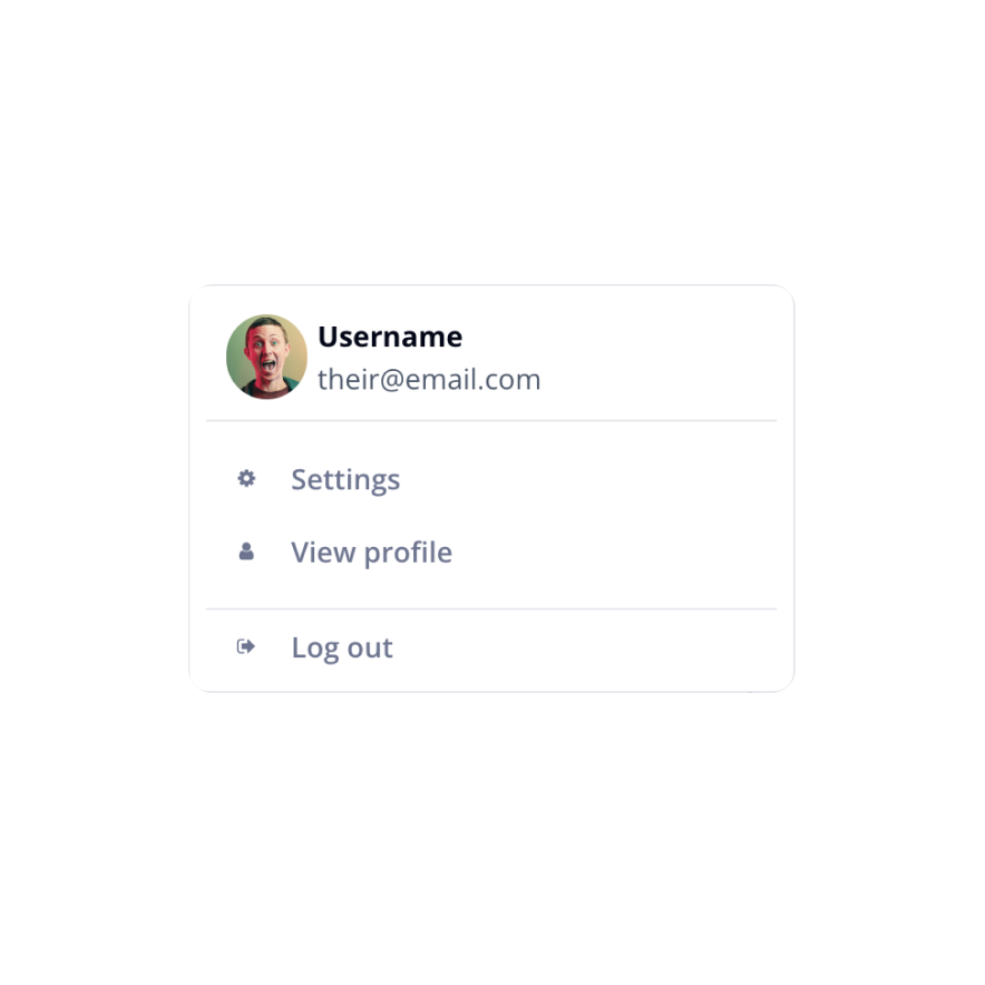 Visual preview of User menu component for Bubble