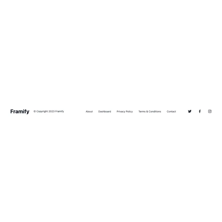 Visual preview of Footer white component for Bubble