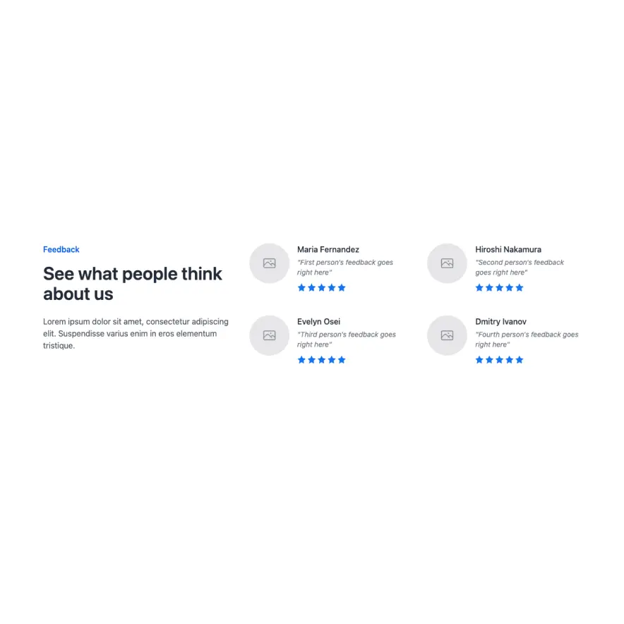 Visual preview of Feedback component for Bubble