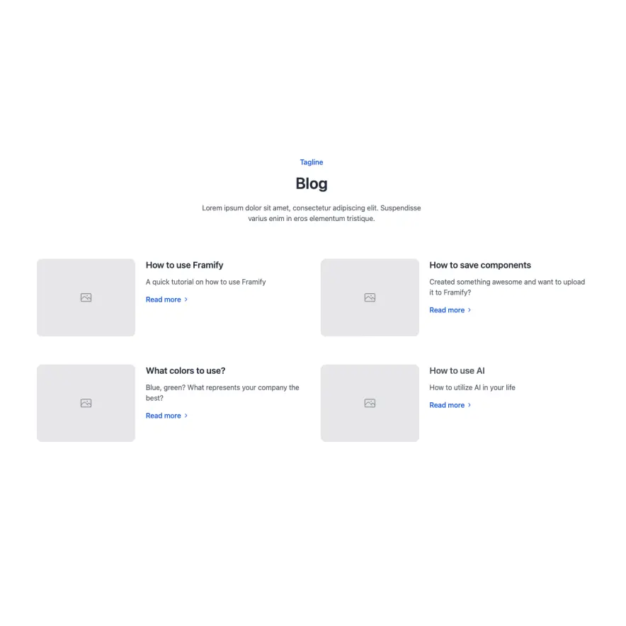 Visual preview of Blog grid component for Bubble
