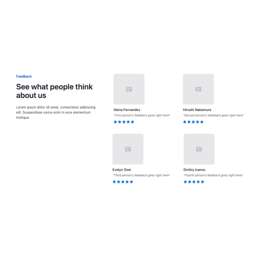 Visual preview of Feedback component for Bubble
