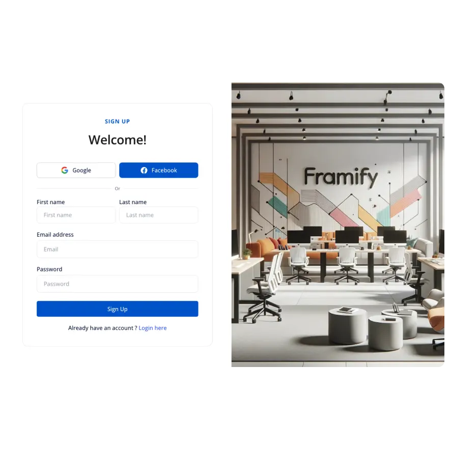 Visual preview of Sign up with socials component for Bubble