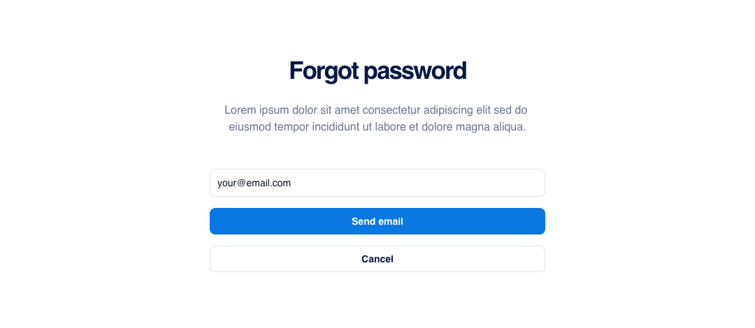 Visual preview of Forgot password component for Bubble